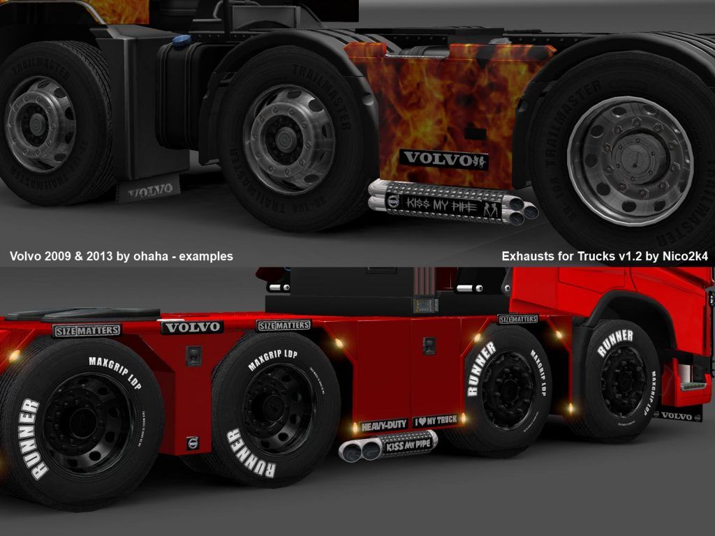 ETS2 Part Mod: Exhausts & Accessories For Trucks V 2.1 1.35.X (Featured)