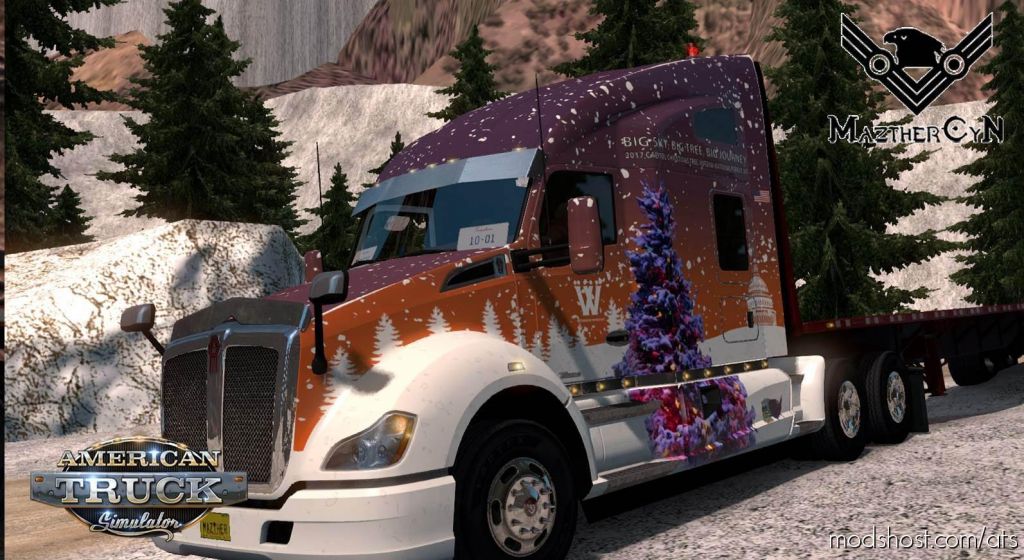 ATS Mod: Whitewood Christmas 2019 Kenworth T680 Skin (Featured)