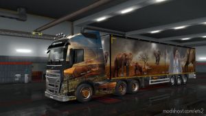 ETS2 Mod: Elephant Theme – Skin For 1.35.X Volvo FH2012 + 2 Trailers (Image #2)