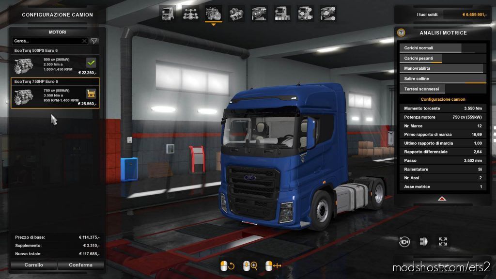 ETS2 Part Mod: F-Max 750 HP Engine (Featured)