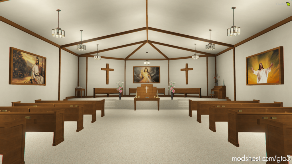 GTA 5 Map Mod: SP & Fivem Church Interior (Featured)