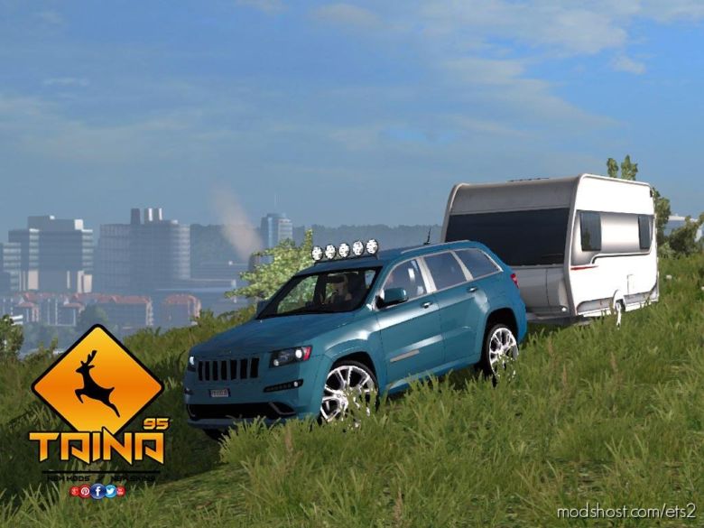 ETS2 Car Mod: Jeep Grand Cherokee SRT8 + Trailer 1.36.X (Featured)