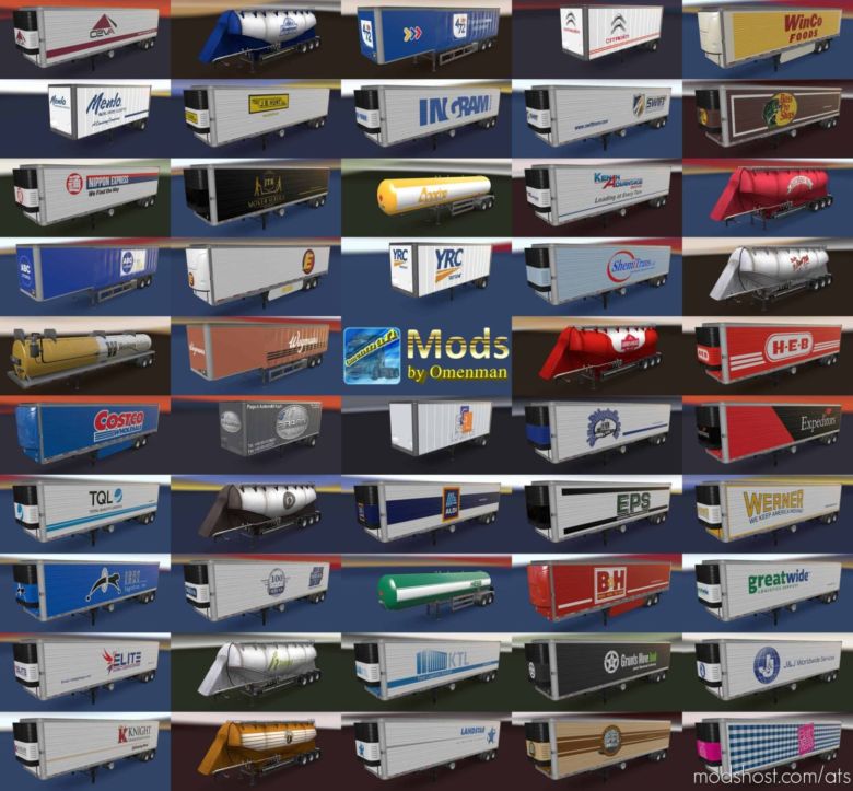 ATS Mod: Trailer Pack By Omenman V3.25.2 1.36.X (Featured)