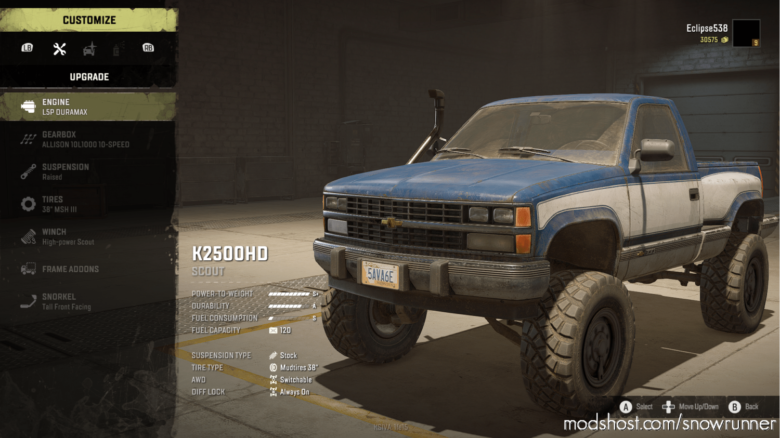 SnowRunner Car Mod: K2500HD Conversion V1.2.3 (Featured)