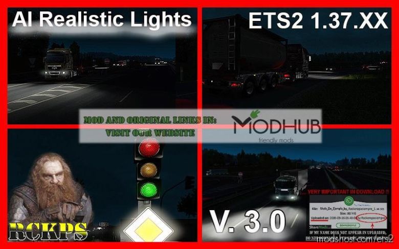 ETS2 Mod: AI Realistic Lights V3.0 1.37.X (Featured)