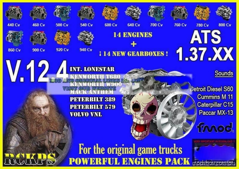 ATS Part Mod: Pack Powerful Engines + Gearboxes V12.4 ATS 1.37.X (Featured)