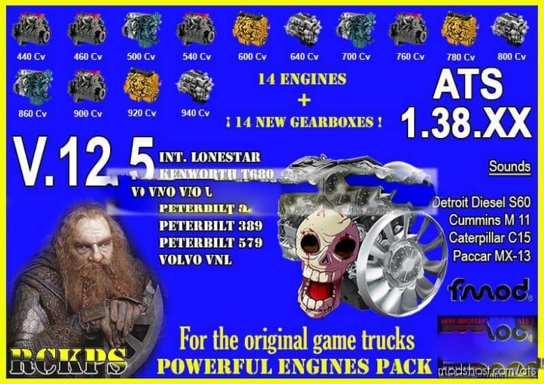 ATS Part Mod: Pack Powerful Engines + Gearboxes V12.5 1.38.X (Featured)