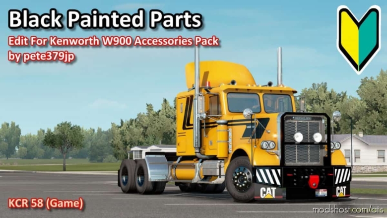 ATS Mod: Black Painted Parts For Kenworth W900 Accessories Pack V1.1 (Featured)