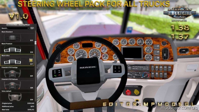 ATS Part Mod: Steering Wheel Pack For ALL Trucks 1.38 (Featured)