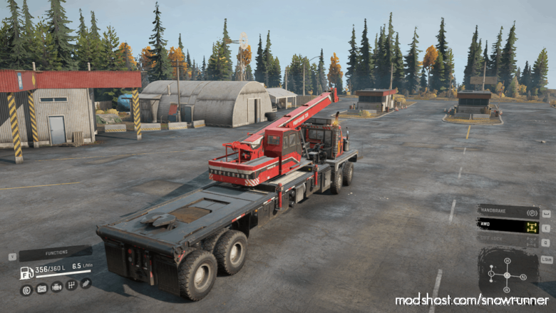 SnowRunner Truck Mod: Twinsteer With Crane And Saddle (Featured)