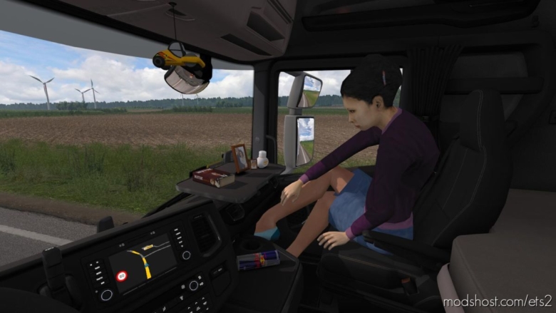 ETS2 Mod: Animated Female Passenger In Truck V2.2 1.38 (Featured)