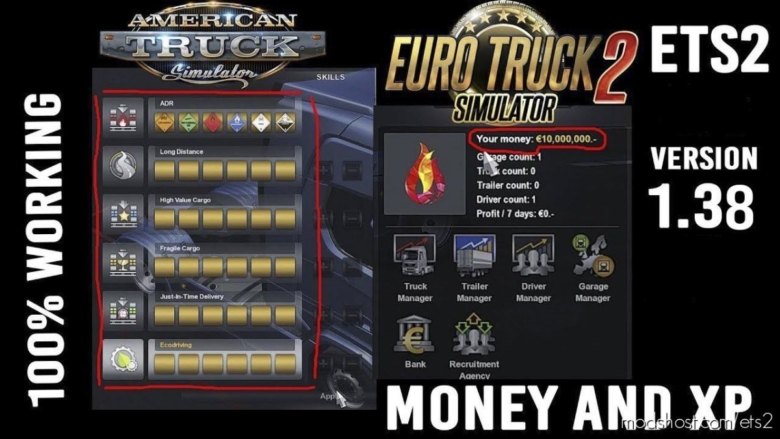 ETS2 Mod: XP And Money Mod 1.38 (Featured)