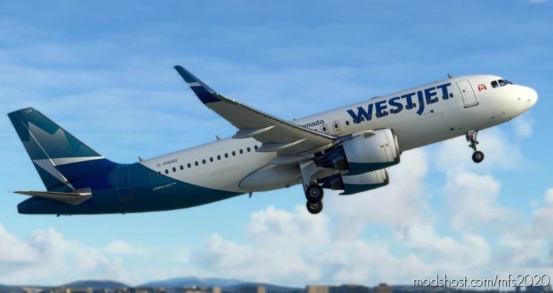 MSFS 2020 Mod: 8K Livery Westjet NEW Livery For A320 NEO (Featured)