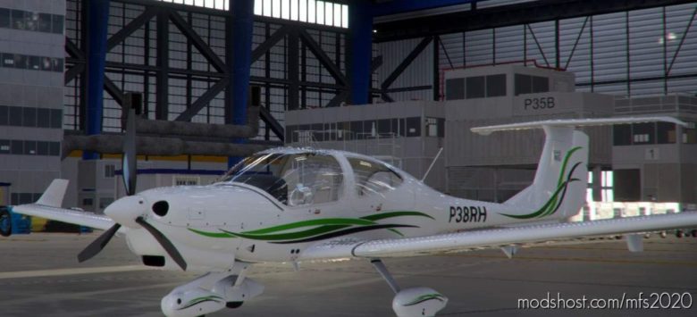 MSFS 2020 Livery Mod: Diamond DA40 White-Green V1.1 (Featured)