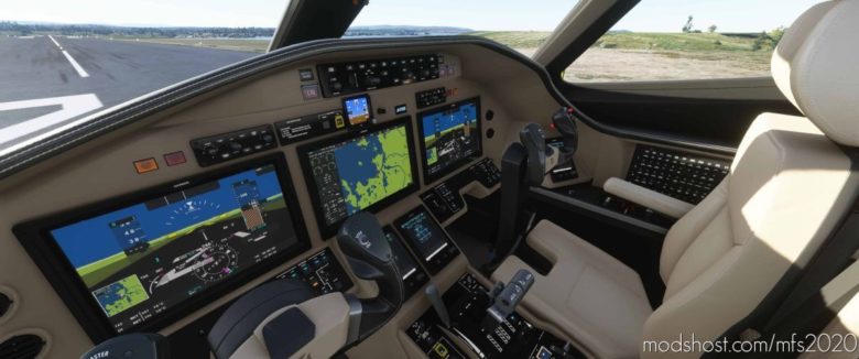 MSFS 2020 Mod: Cessna Citation Longitude Cockpit Livery – Black Beige (Featured)