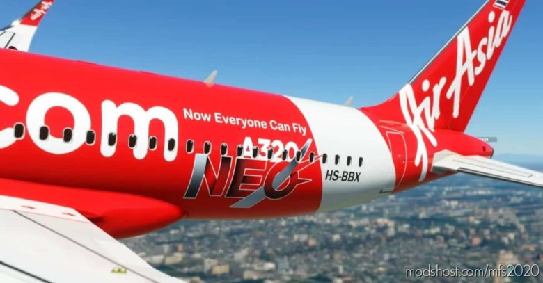 MSFS 2020 Livery Mod: Airasia Thai 8K (HS-Bbx) (Featured)