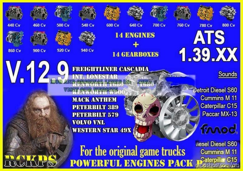 ATS Part Mod: Pack Powerful Engines + Gearboxes V12.9 1.39.X (Featured)