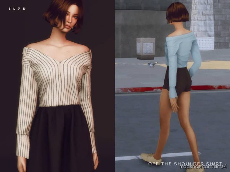 Sims 4 Clothes Mod: OFF The Shoulder Shirt (Featured)