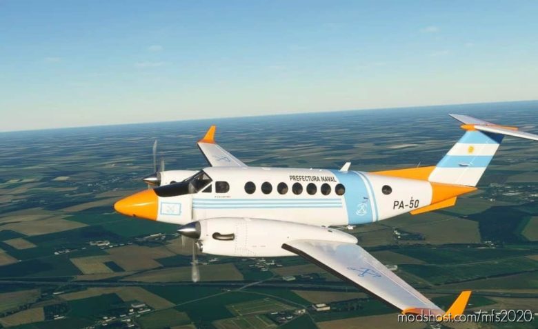 MSFS 2020 Livery Mod: Prefectura Naval Argentina King AIR 350 (Fictional) (Featured)