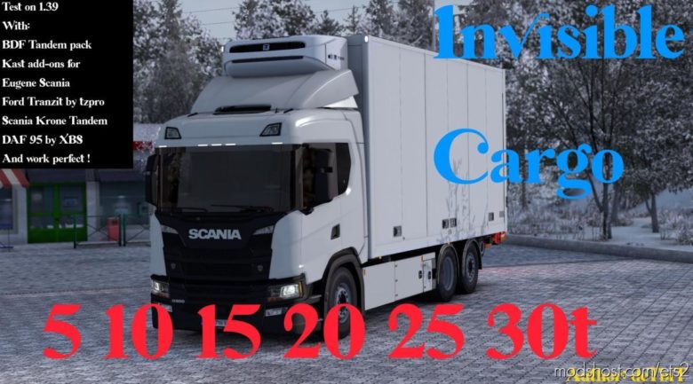 ETS2 Trailer Mod: Invisible Cargo Mod For Riggid Trucks 1.39 (Featured)