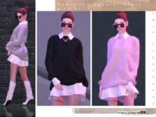 Sims 4 Clothes Mod: Oversized Sweater Dress With Shirt (Featured)