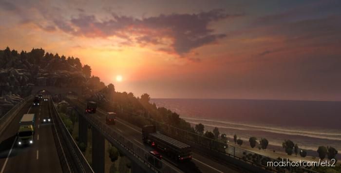 ETS2 Weather Mod: Polar Sunset Night (NO Dark Night) – 1.37+ (Featured)