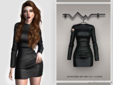 Sims 4 Clothes Mod: Leather Dress BD388 (Featured)