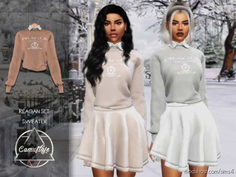 Sims 4 Clothes Mod: Camuflaje – Reagan SET (Sweater) (Featured)