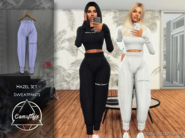 Sims 4 Clothes Mod: Camuflaje – Hazel SET (Sweatpants) (Featured)