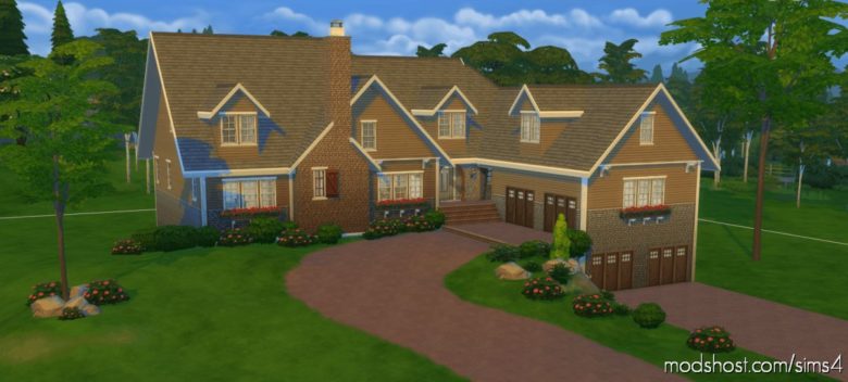 Sims 4 Mod: Ranch House With Walk-Out Basement (Featured)