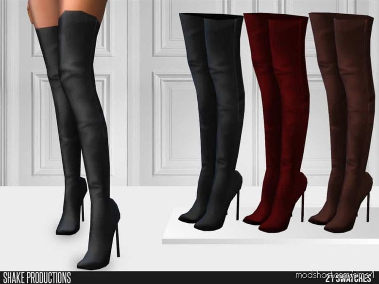 Sims 4 Shoes Mod: Shakeproductions 598 – High Heel Boots (Featured)