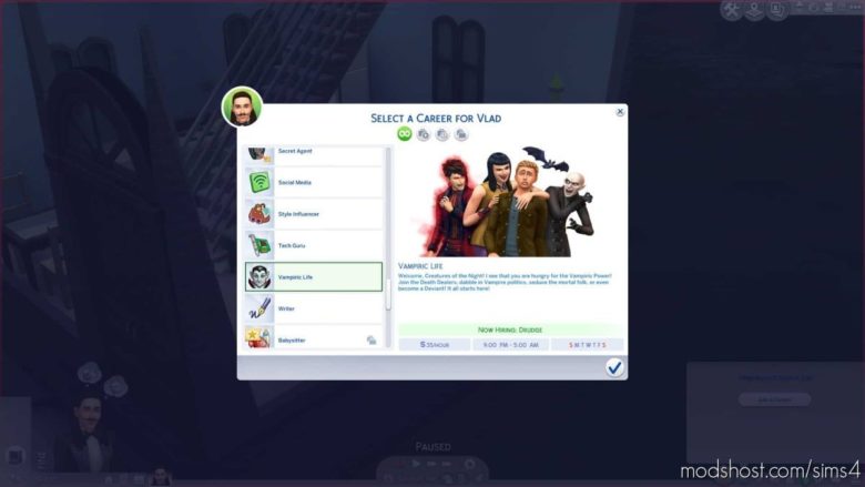 Sims 4 Mod: Vampire Life Career (Featured)