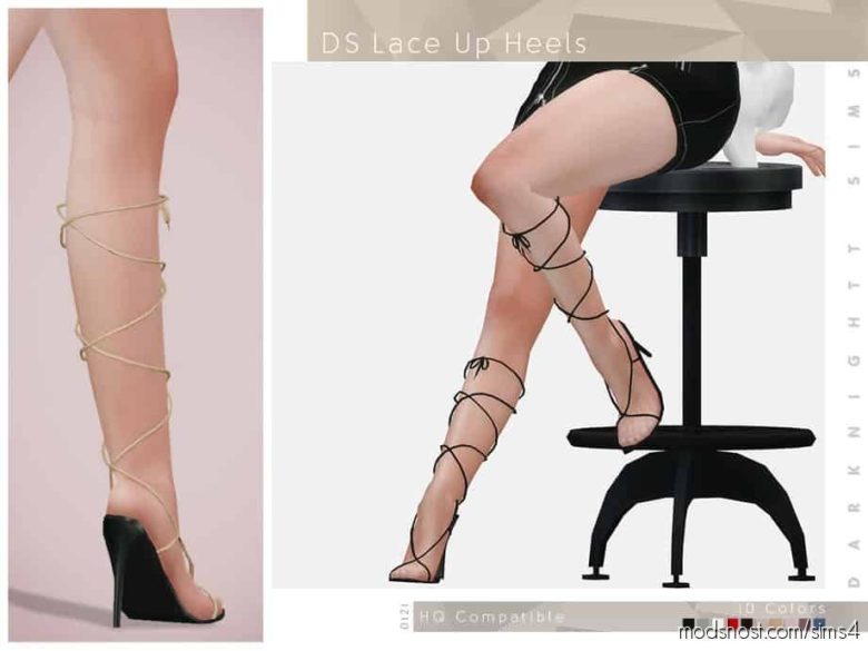 Sims 4 Shoes Mod: DS Lace UP Heels (Featured)