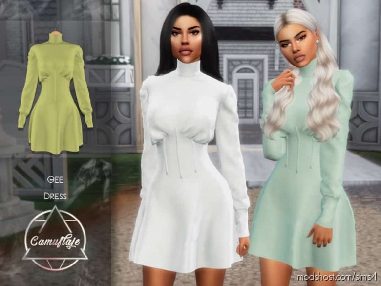 Sims 4 Clothes Mod: Camuflaje – GEE (Dress) (Featured)