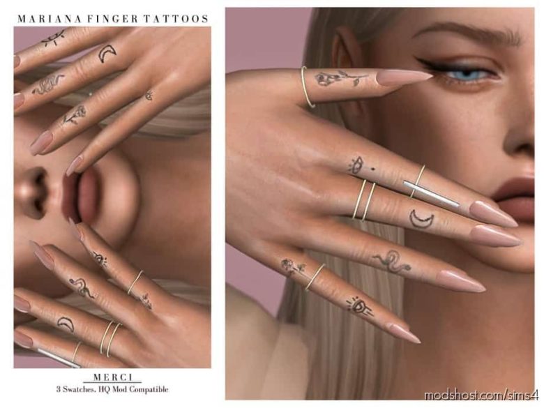 Sims 4 Mod: Marianna Finger Tattoo (Featured)