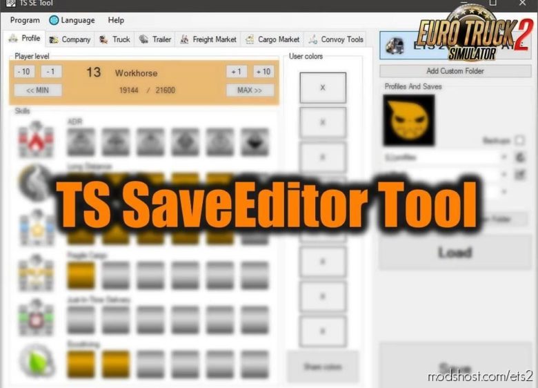 ETS2 Mod: TS SaveEditor Tool V0.2.5.3 1.39.X (Featured)