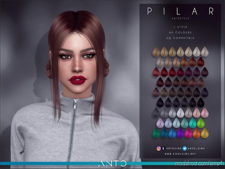 Sims 4 Mod: Anto – Pilar (Hairstyle) (Featured)