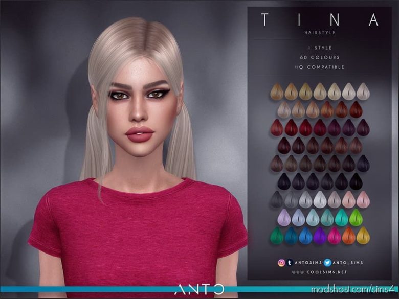 Sims 4 Mod: Anto – Tina (Hairstyle) (Featured)