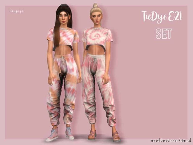 Sims 4 Clothes Mod: Tiedye SET – E21 (Featured)