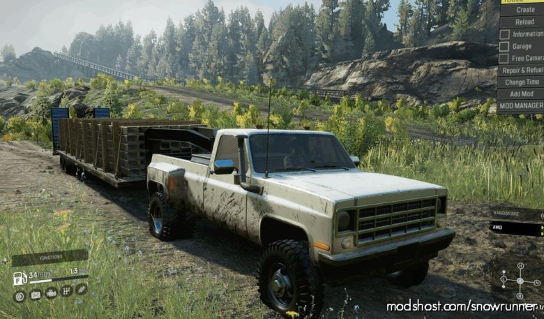 SnowRunner Car Mod: Delta Pickup With Gooseneck Trailer (Featured)