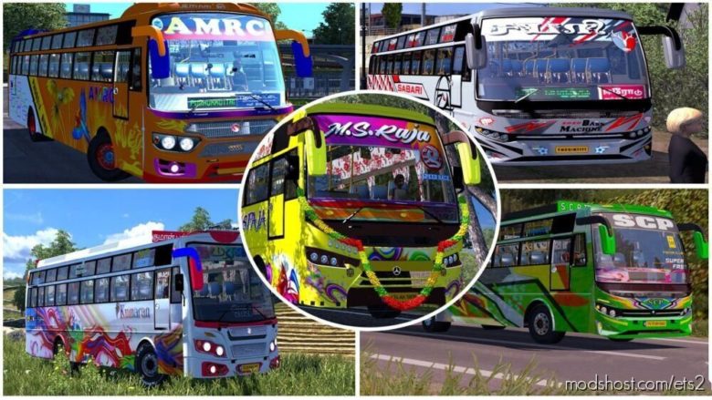 ETS2 Mod: Tamilnadu BUS – 5 In 1 Mega Pack 1.40 (Featured)