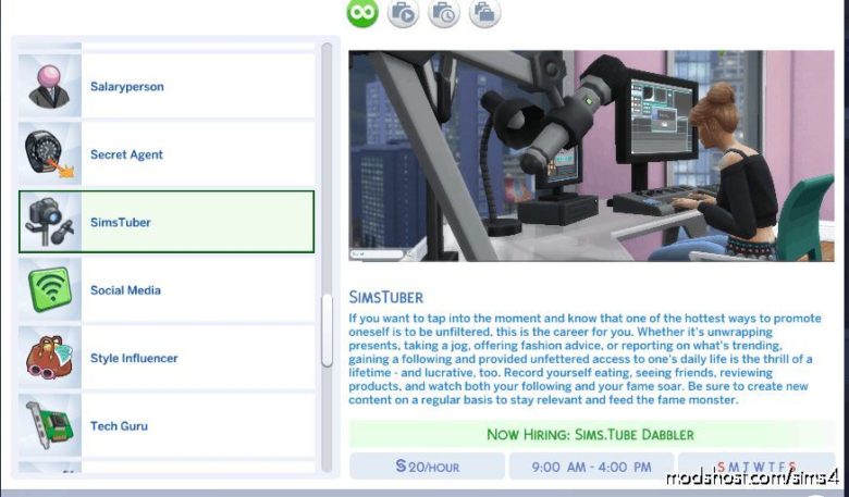 Sims 4 Mod: Simstuber Career (Featured)