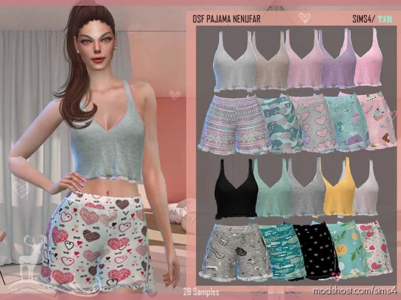 Sims 4 Clothes Mod: DSF Pajama Nenufar (Featured)