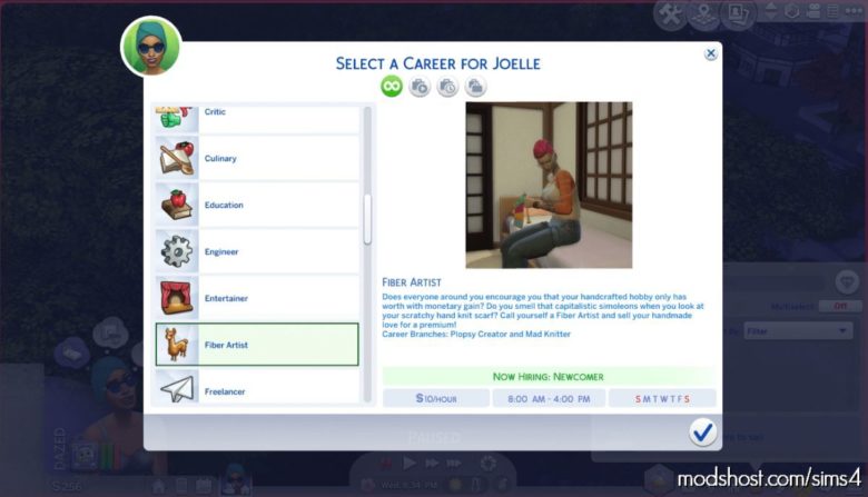 Sims 4 Mod: Fiber Artist Career (Featured)