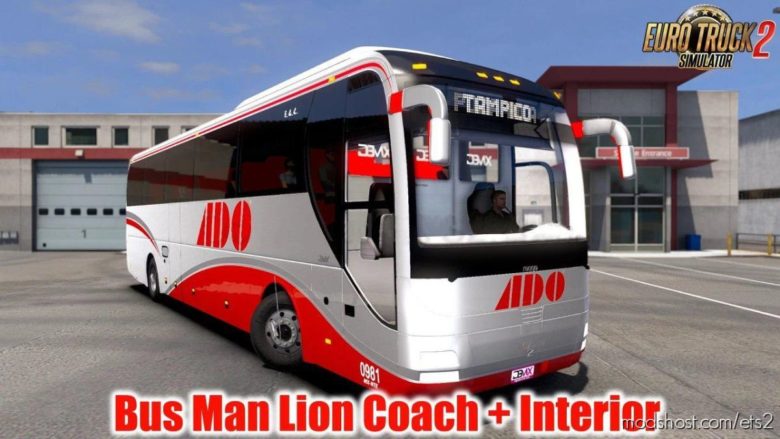 ETS2 MAN Bus Mod: Lion Coach + Interior V1.5 1.39.X (Featured)