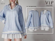 Sims 4 Clothes Mod: Knit Sweater Dress P25 (Featured)