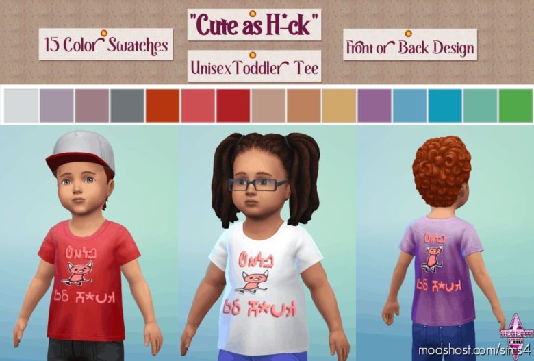 Sims 4 Female Clothes Mod: Cute AS H*CK Toddler Tees (Featured)