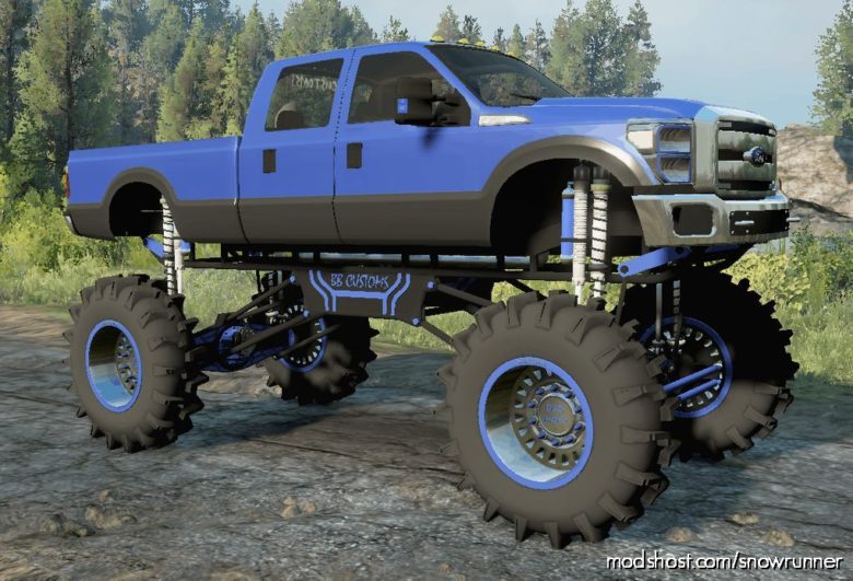 SnowRunner Car Mod: Bbcustoms F-350 Diesel Mega MUD Truck V1.6.9 (Featured)