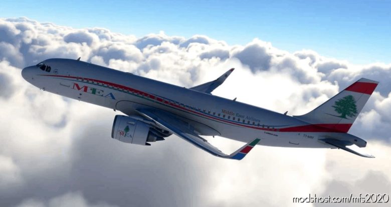 MSFS 2020 A320 Livery Mod: Middle East Airlines V2.0 (Featured)