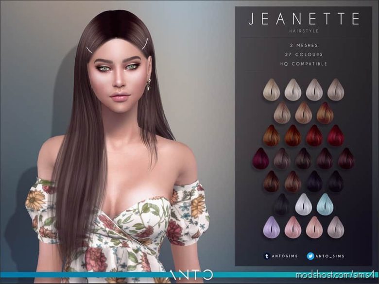 Sims 4 Mod: Jeanette (Hairstyle) (Featured)